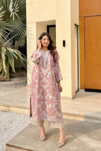 tea pink long kurta