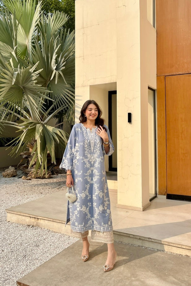 sky grey long kurta