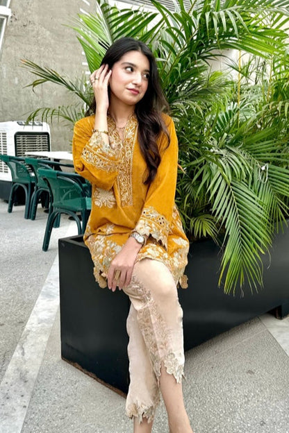 velvet co-ord   orange mustard