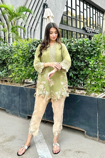 velvet co-ord   pale green