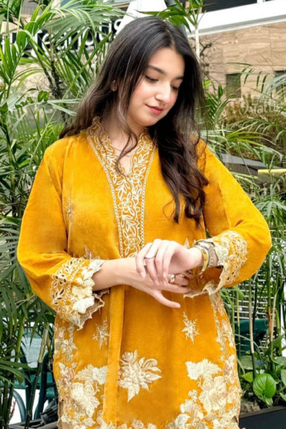 velvet co-ord   orange mustard