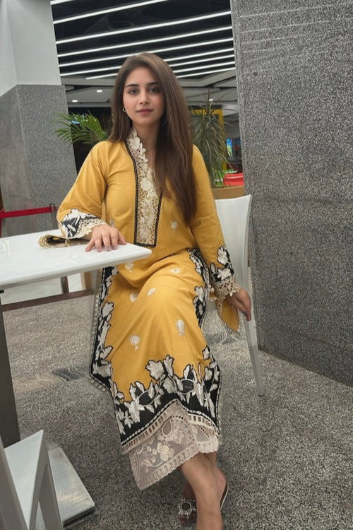ILLUMINATING MUSTARD LONG KURTA & Trouser