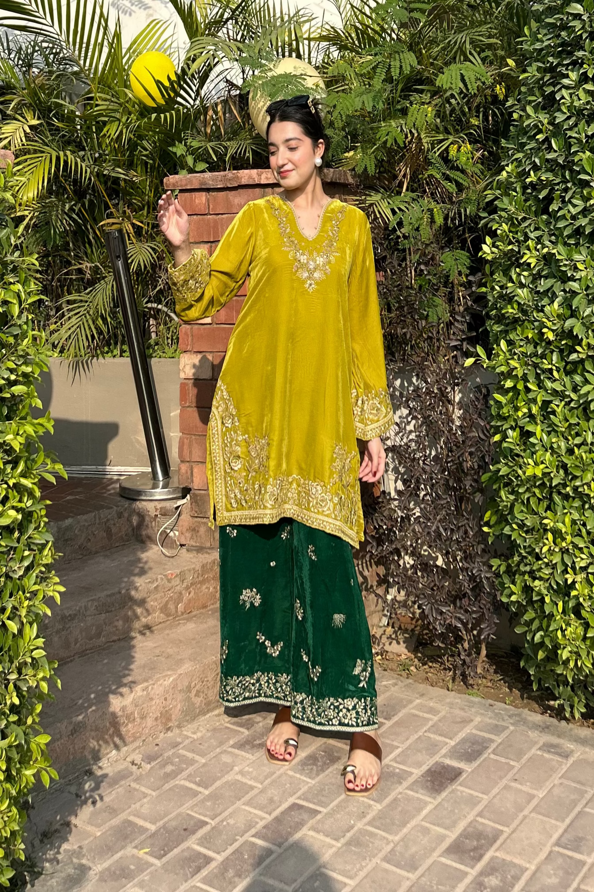 VELVET  LEMON & BOTTLE GREEN CORDS