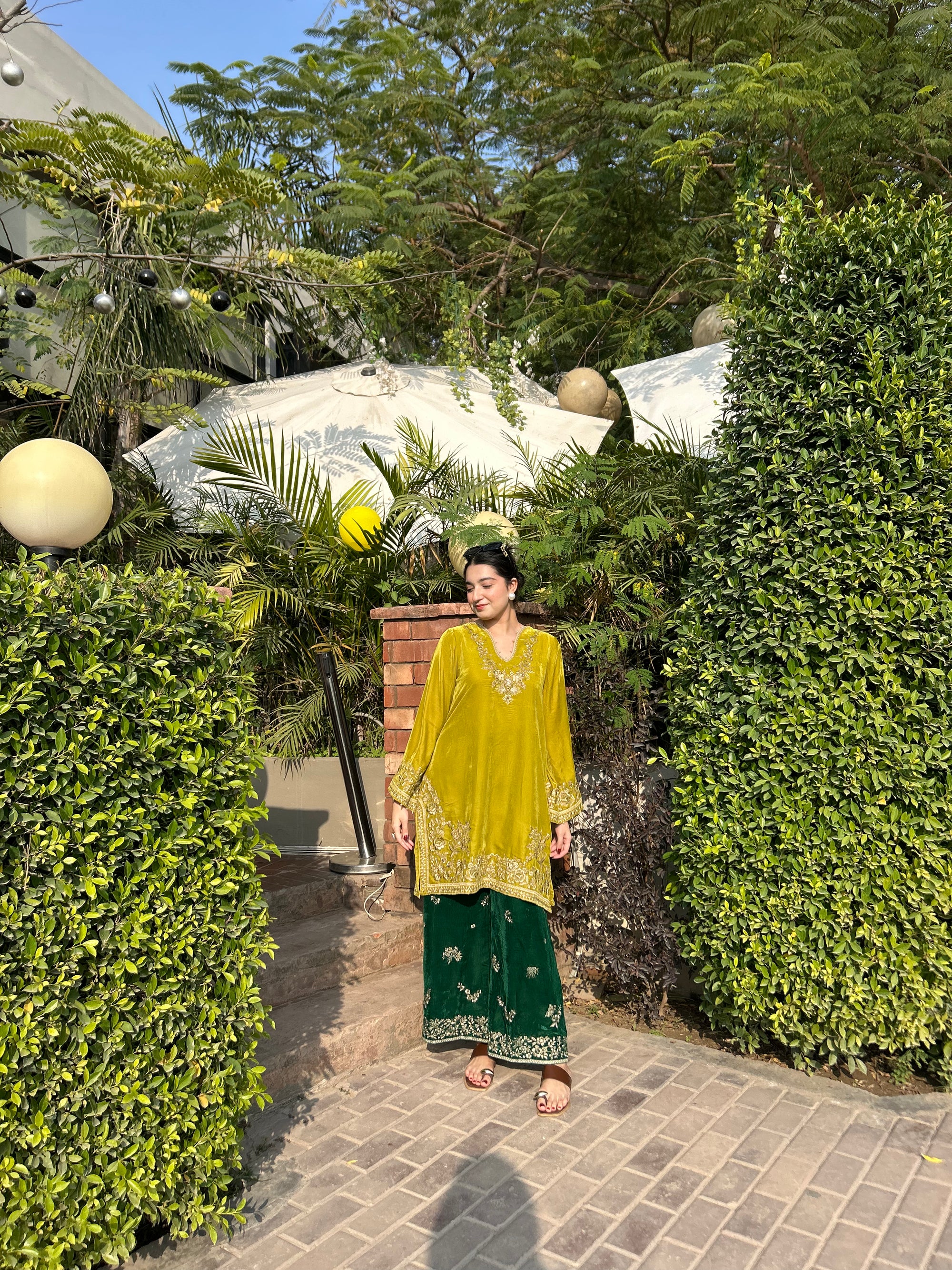 VELVET  LEMON & BOTTLE GREEN CORDS
