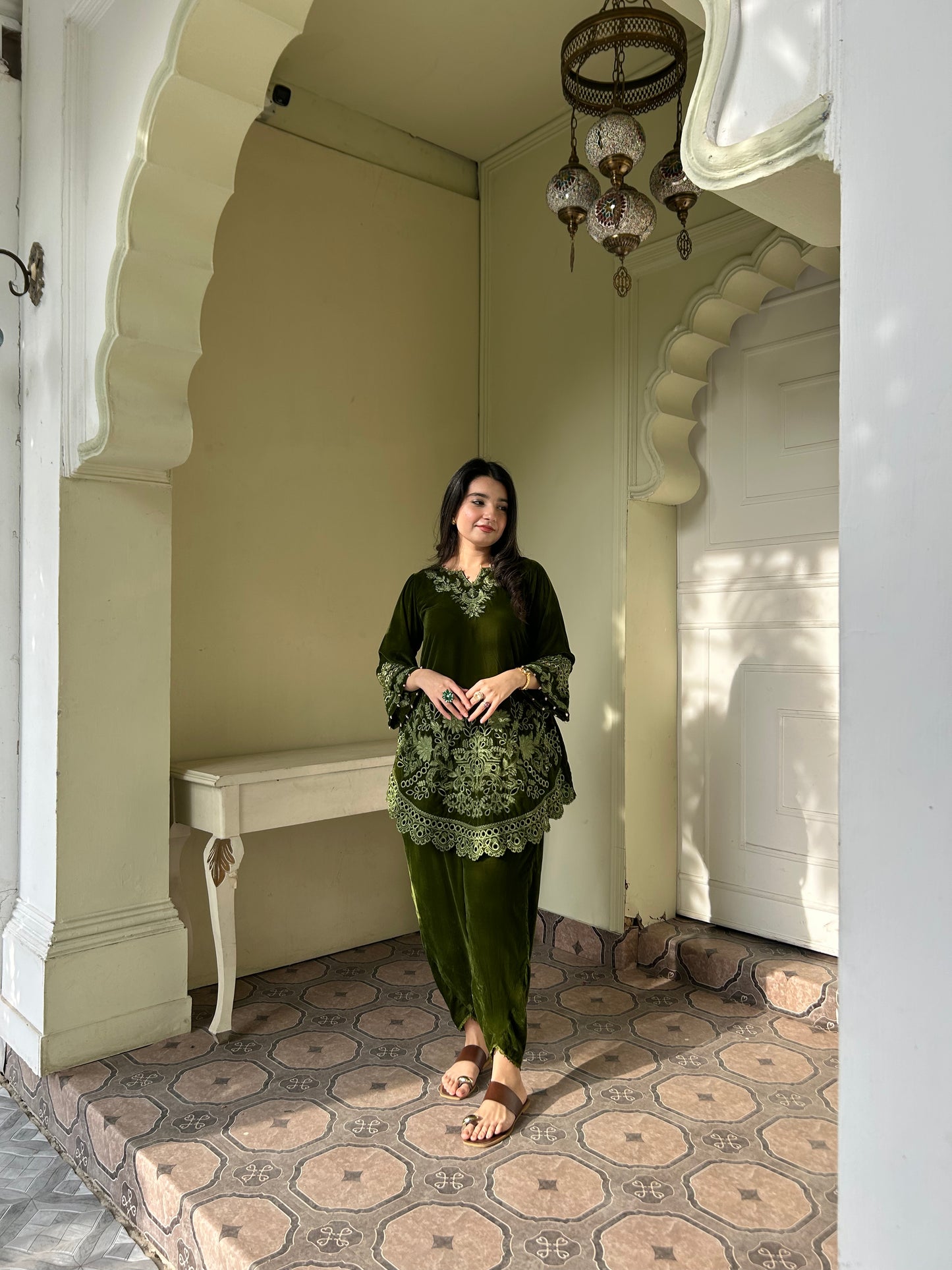 VELVET  DARK OLIVE CO-ORD