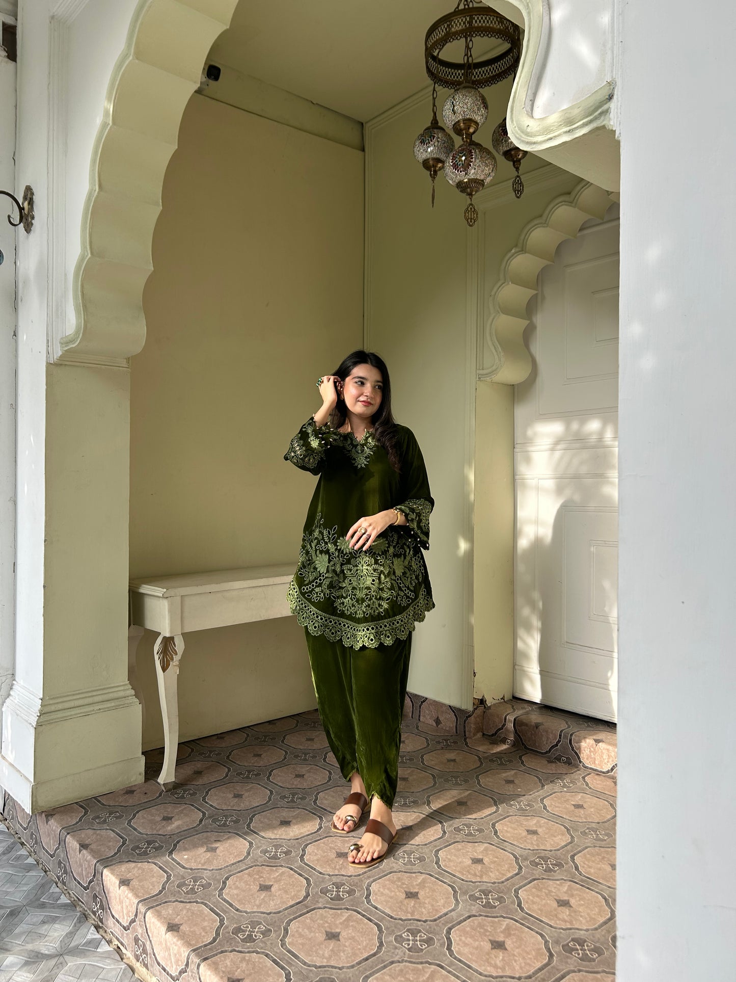 VELVET  DARK OLIVE CO-ORD