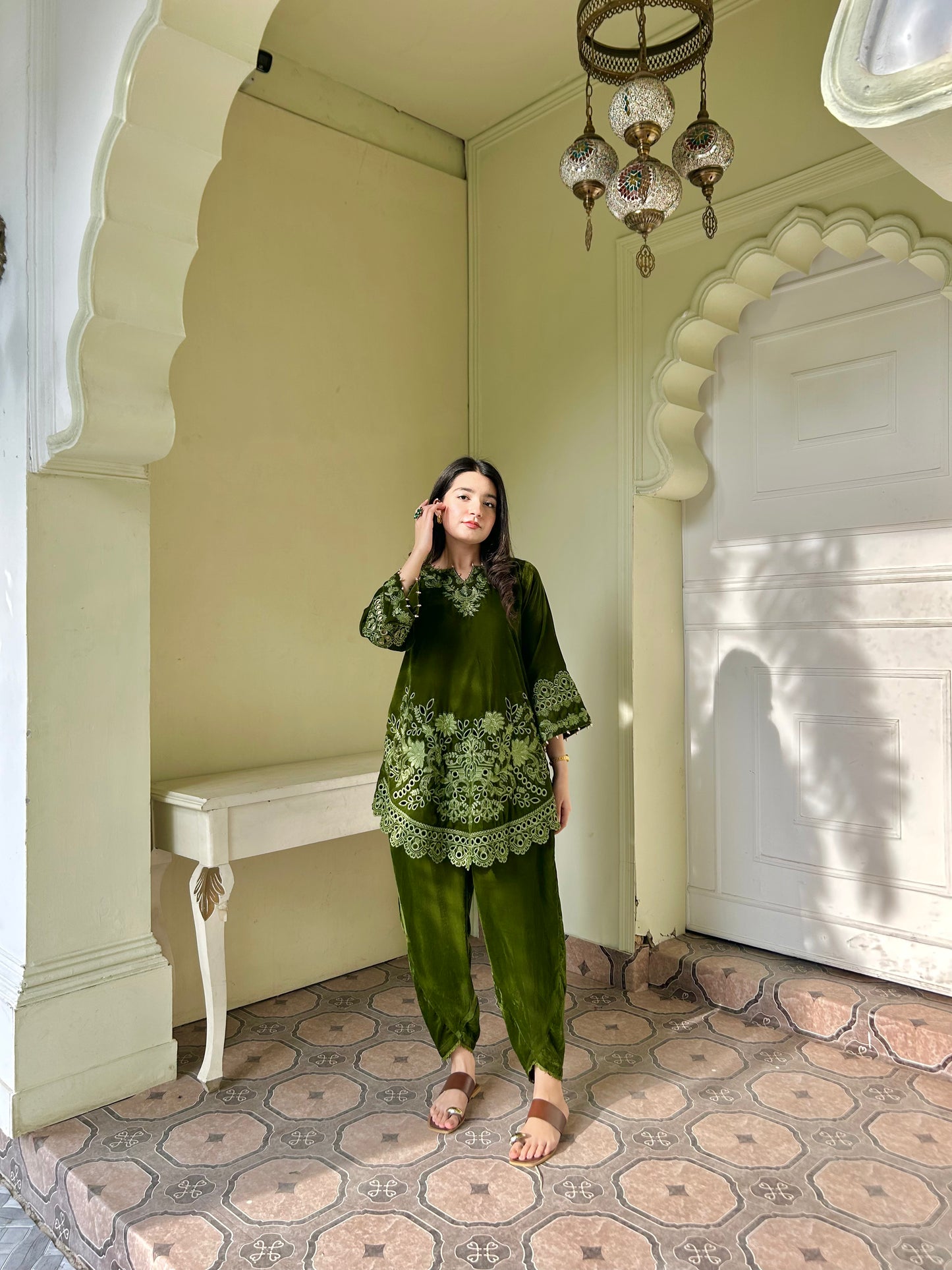 VELVET  DARK OLIVE CO-ORD