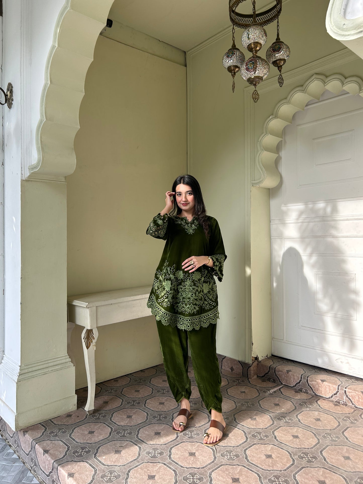 VELVET  DARK OLIVE CO-ORD
