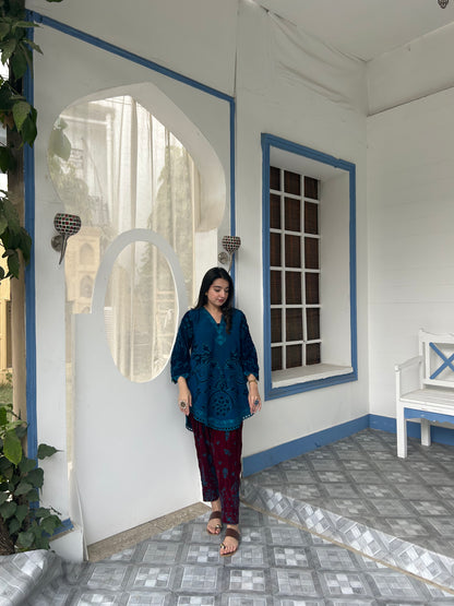 VELVET  CO-ORD INDIGO BLUE