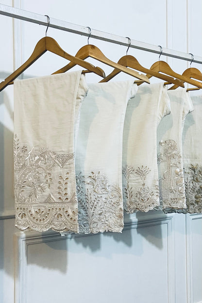 Ivory Embroidered & Cut Work Pant