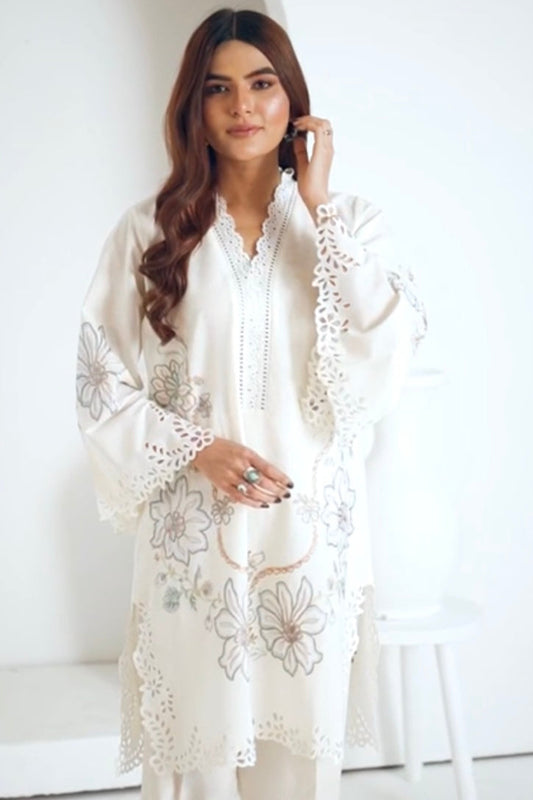 White & iVory Mirror & Cut Worked Co-Ord Sets