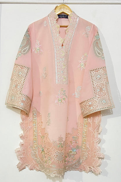 Peachy applique Kurta.