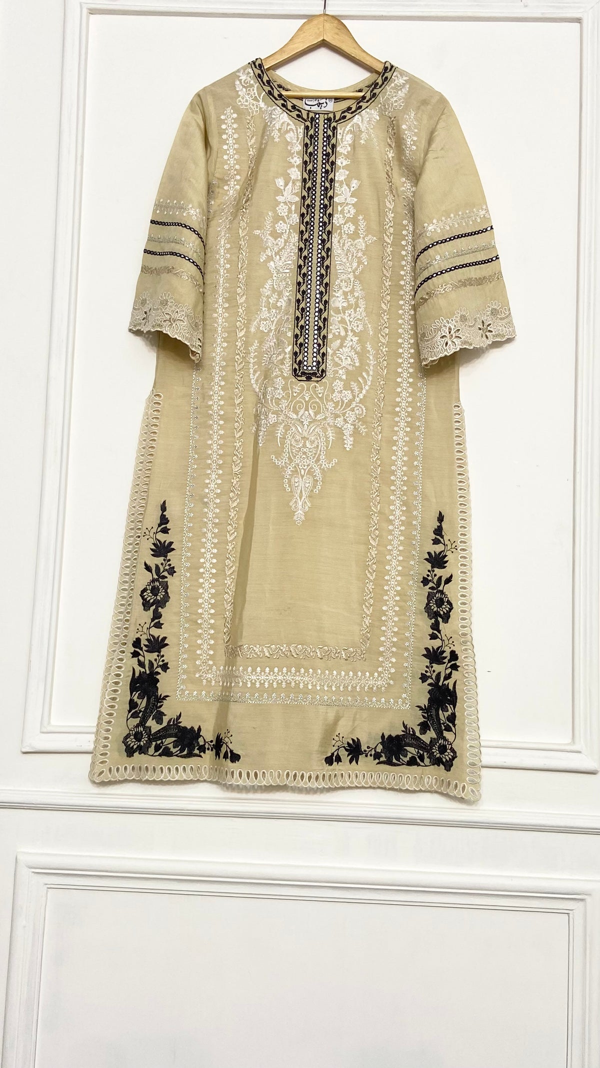 beige long kurta