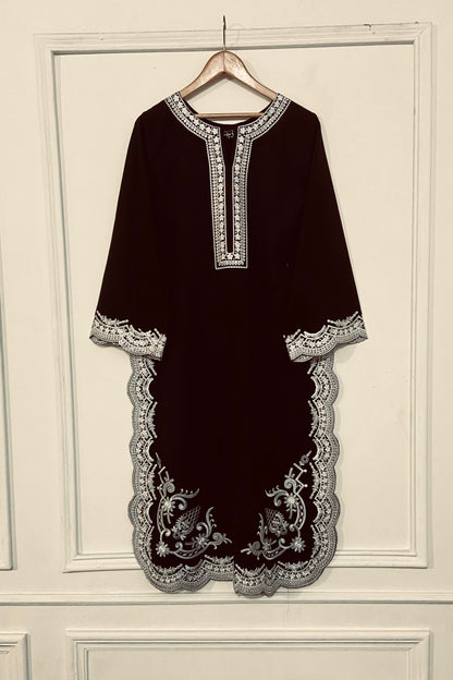 Black & White Embroidery Kurta
