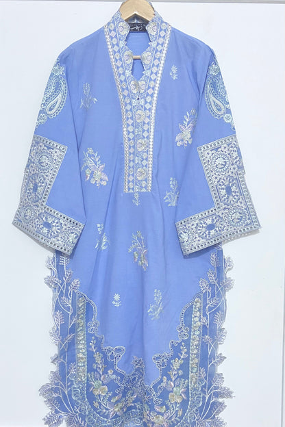 Denim Blue Embroidered Kurta