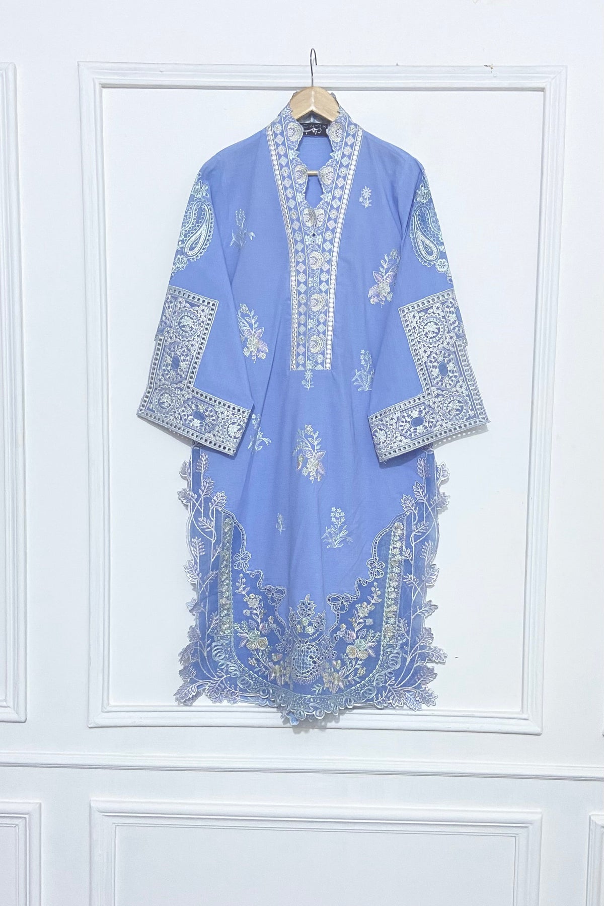 Denim Blue Embroidered Kurta