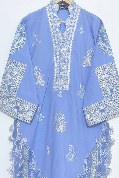 Denim Blue Embroidered Kurta