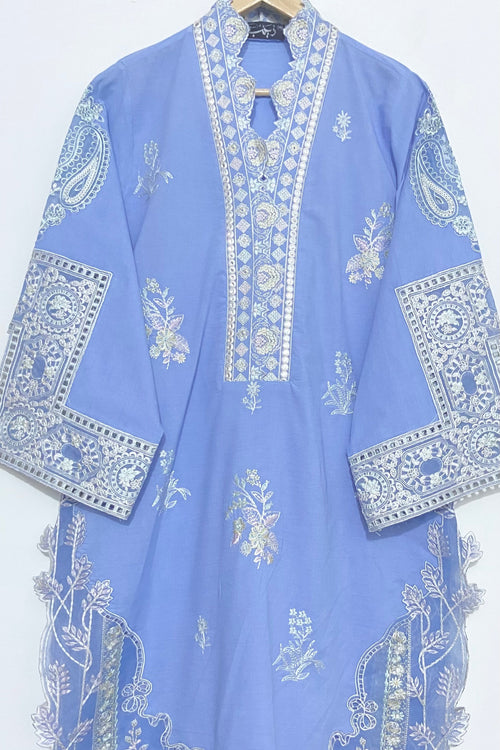 Denim Blue Embroidered Kurta