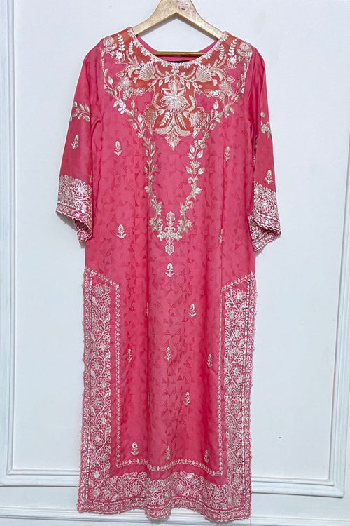 Pink Embroidered LONG KURTA