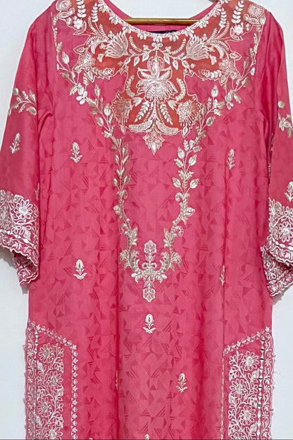 Pink Embroidered LONG KURTA