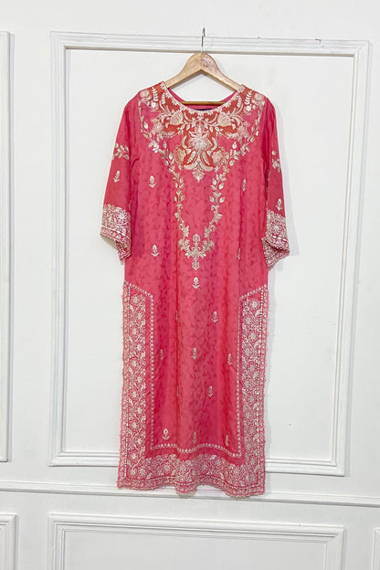Pink Embroidered LONG KURTA