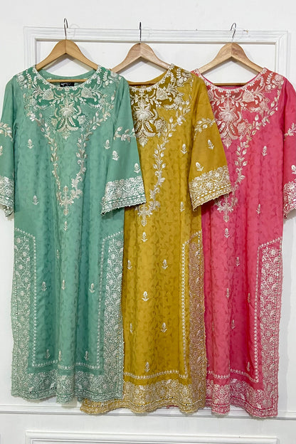 Pink Embroidered LONG KURTA