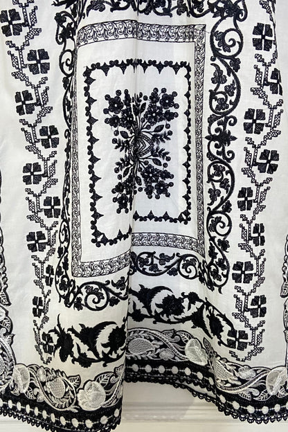 white cross stitch kurta