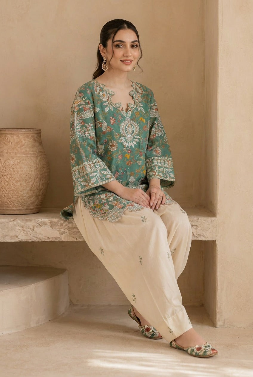 SEA -GREEN-PRINTED -CO-ORD