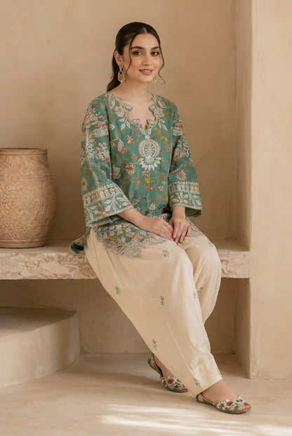 SEA -GREEN-PRINTED -CO-ORD
