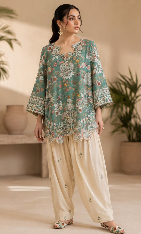 SEA -GREEN-PRINTED -CO-ORD