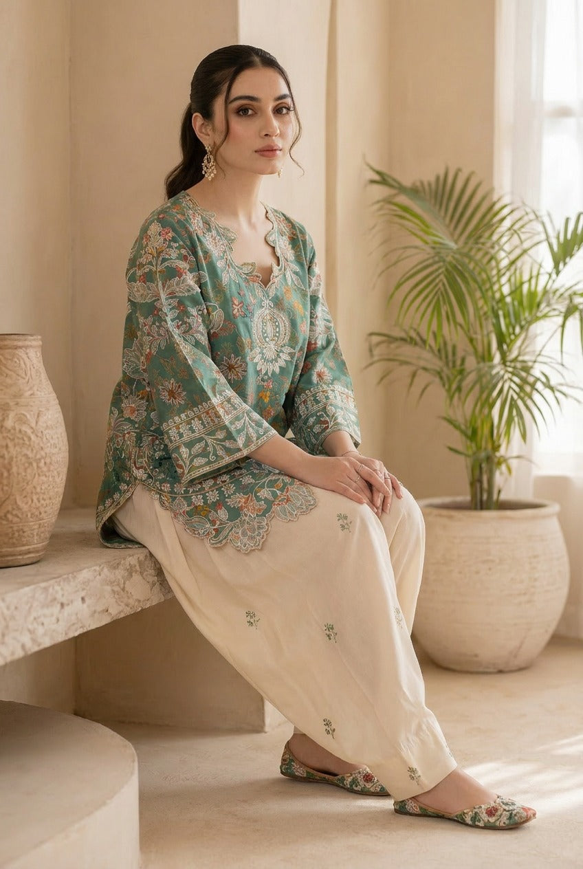 SEA -GREEN-PRINTED -CO-ORD