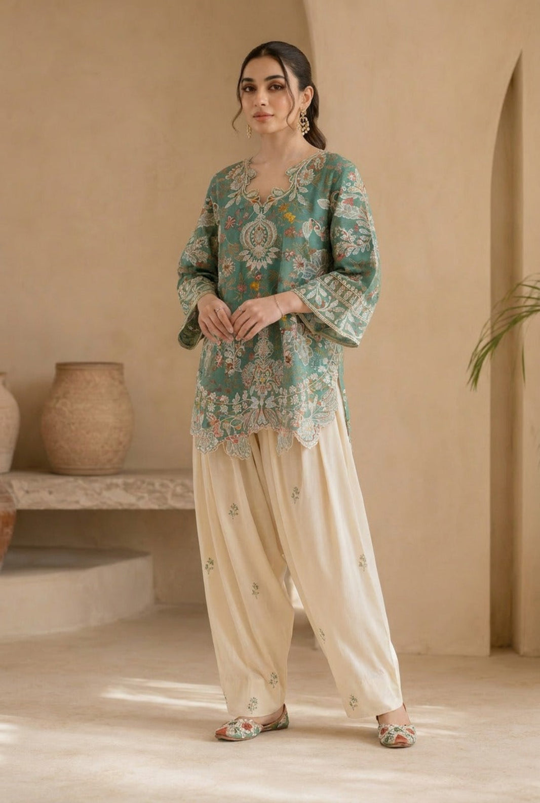 SEA -GREEN-PRINTED -CO-ORD