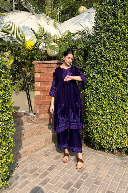 VELVET  DARK PURPLE CO-ORD