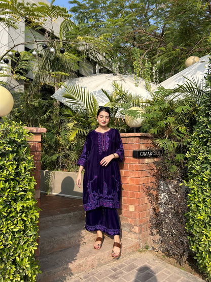 VELVET  DARK PURPLE CO-ORD