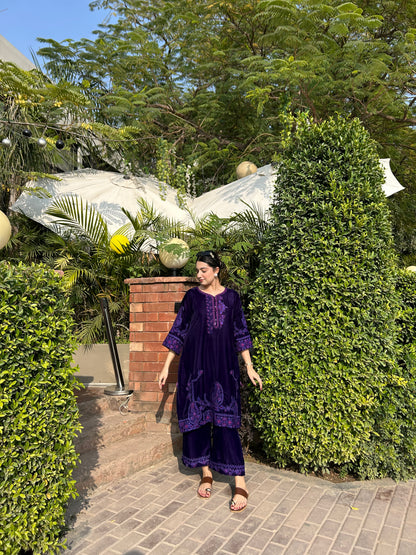 VELVET  DARK PURPLE CO-ORD