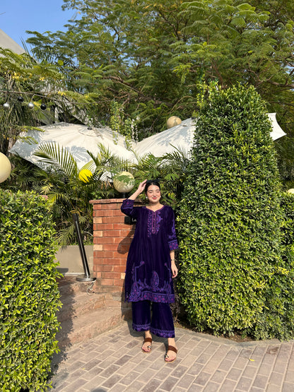 VELVET  DARK PURPLE CO-ORD