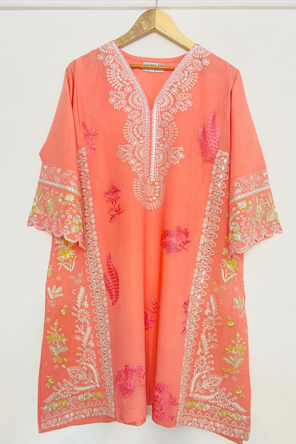 CARROT PEACH EMBROIDERY KURTA