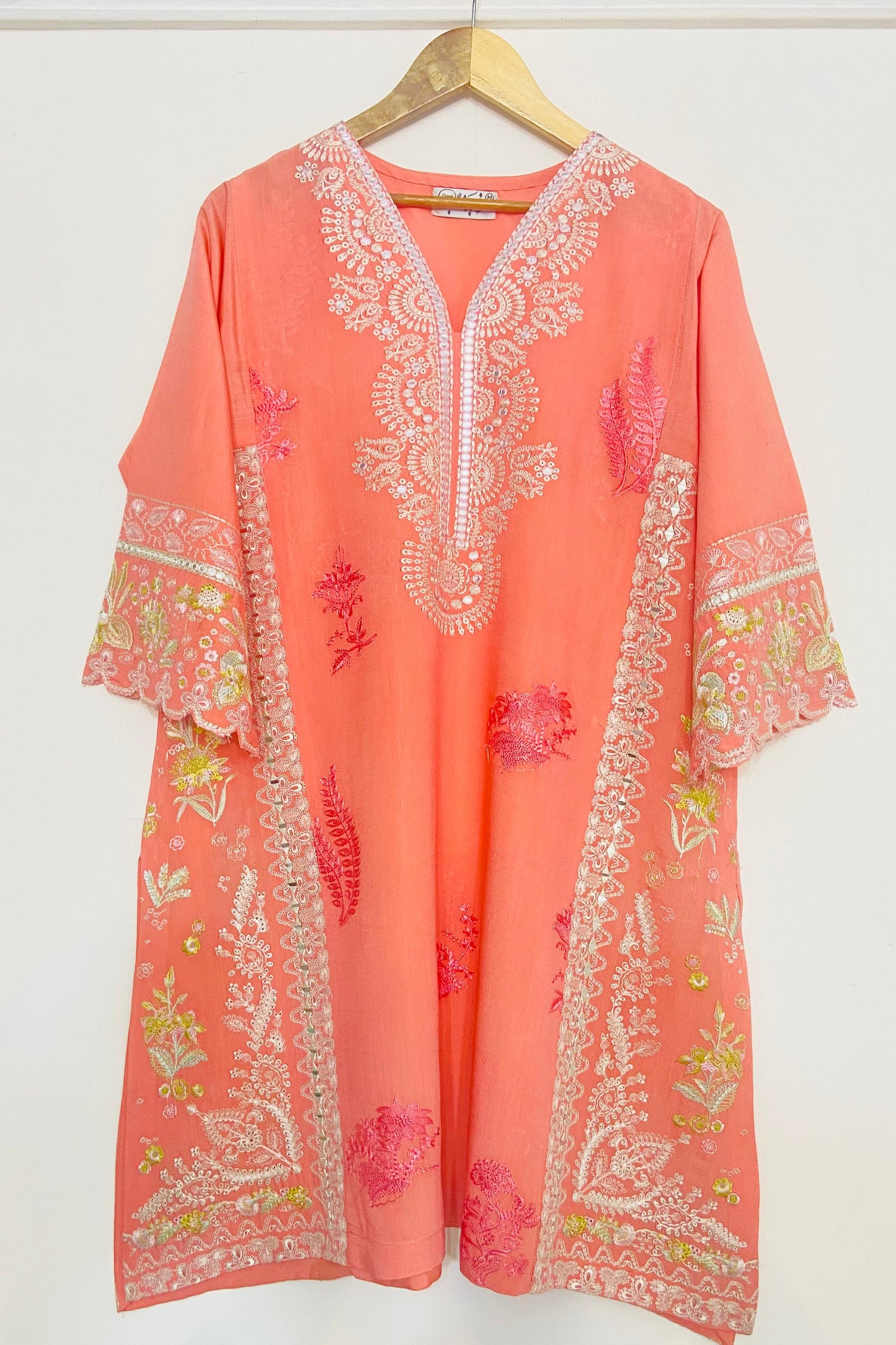 CARROT PEACH EMBROIDERY KURTA