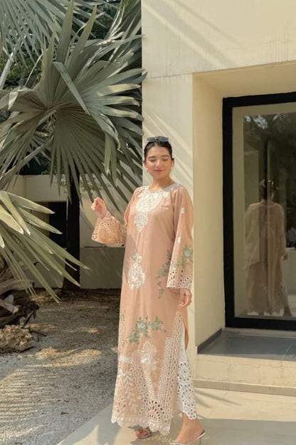 SALMON PEACH KAFTAN  2 PCS