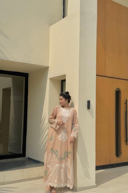 SALMON PEACH KAFTAN  2 PCS
