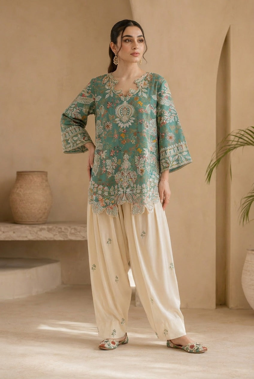 SEA -GREEN-PRINTED -CO-ORD