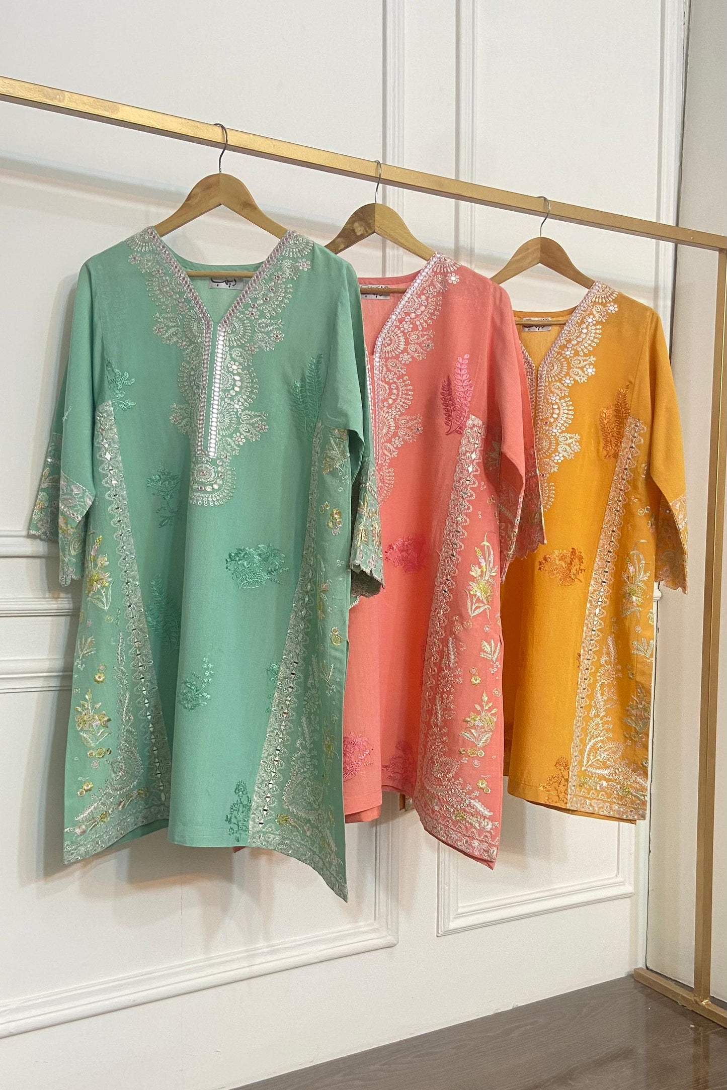 LIGHT ORANGE EMBROIDERY KURTA