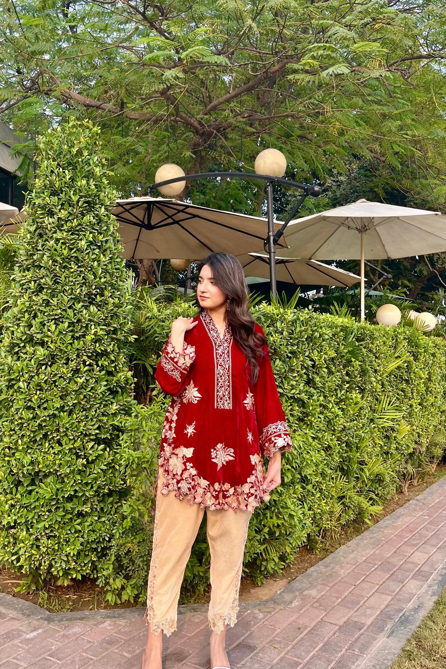 velvet co-ord   cherry maroon