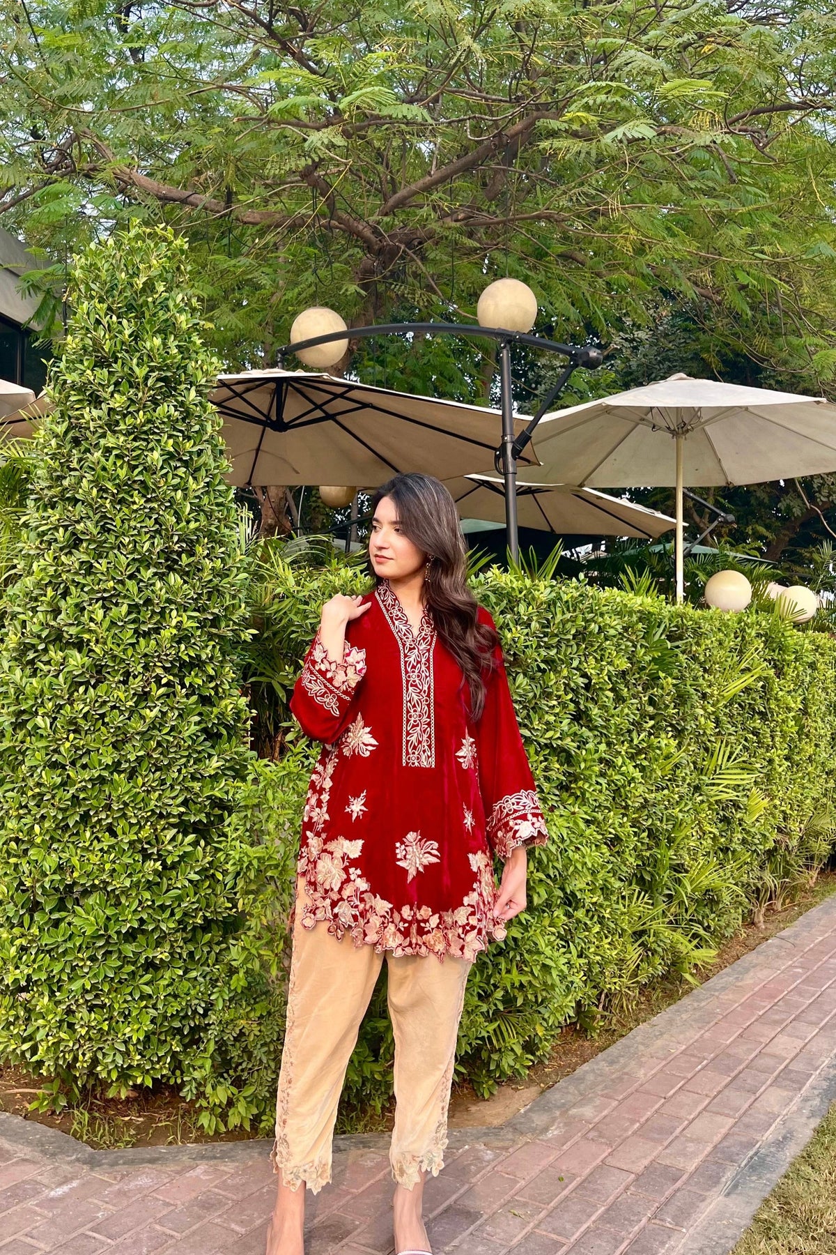 velvet co-ord   cherry maroon