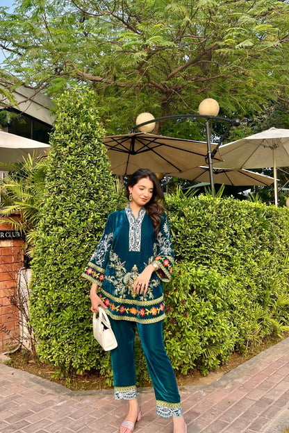velvet-co-ord (ocean green)