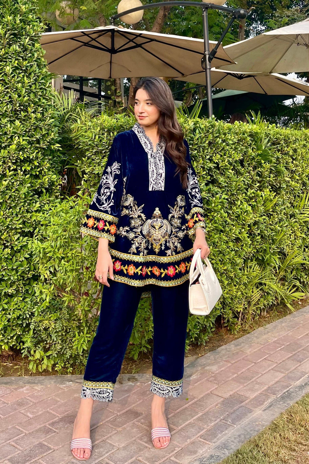 velvet-co-ord (navy blue )