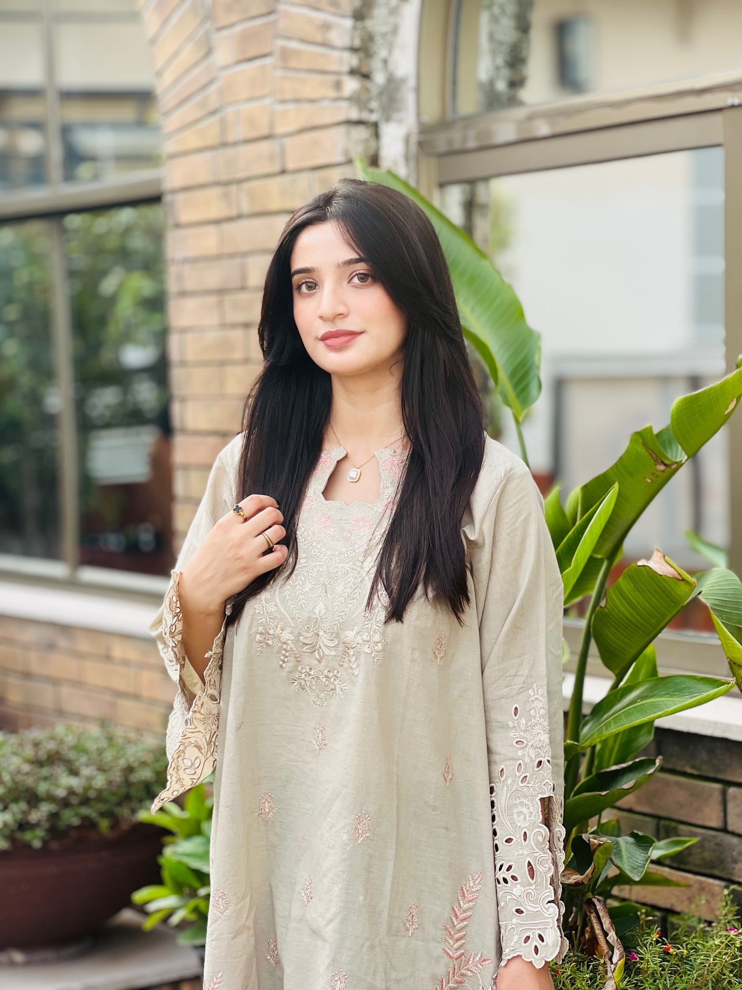 SPINACH GREY kurta black pant