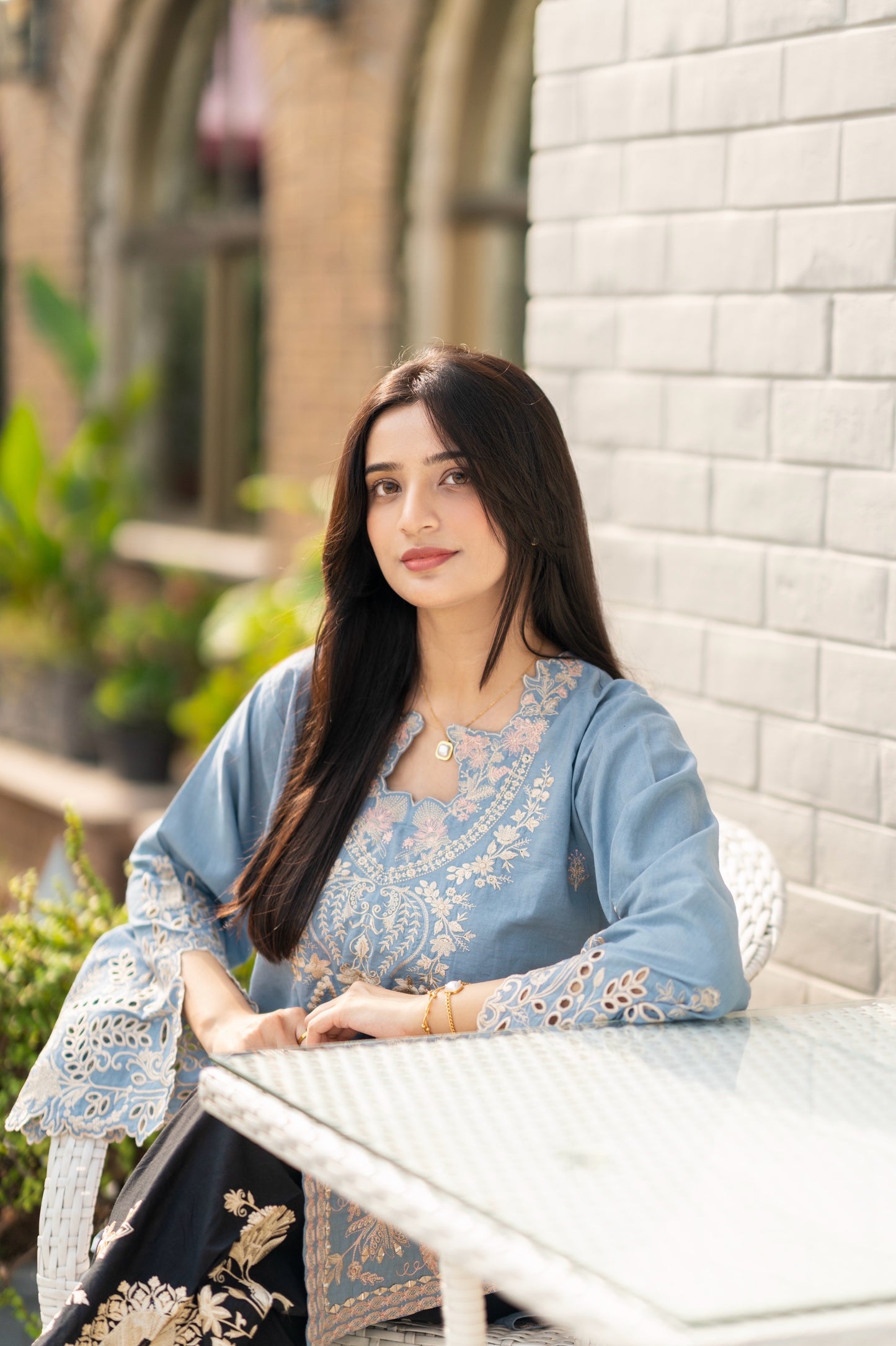 polo-blue kurta black pant