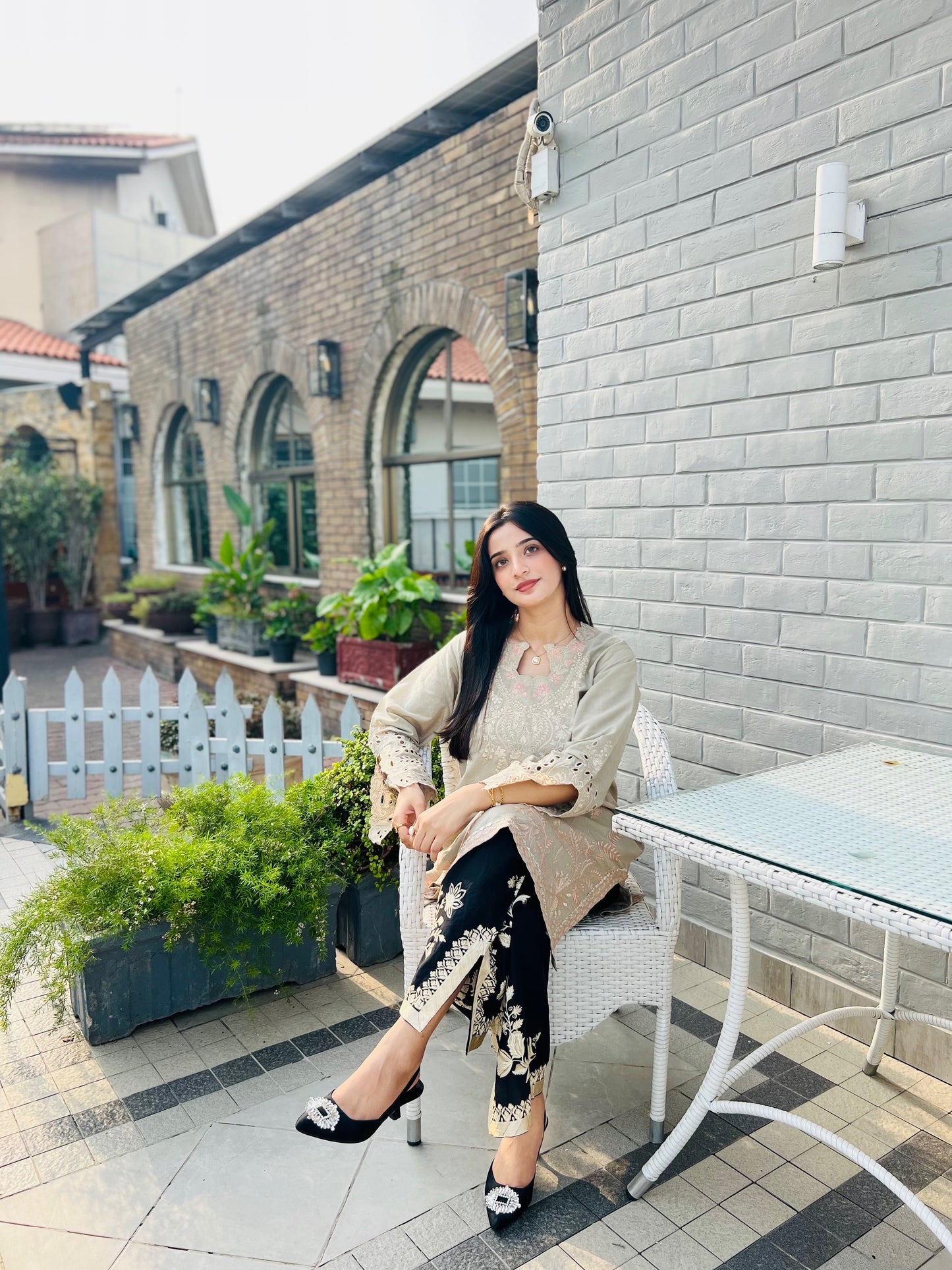 SPINACH GREY kurta black pant