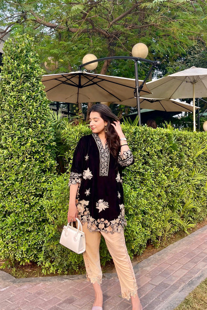velvet co-ord   black